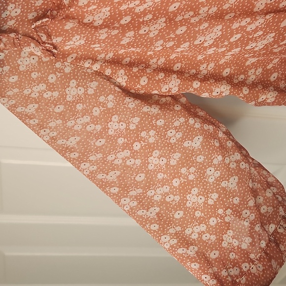 Forever 21 Women's Orange White V- Neck With Tie Floral Print Dress Size S/P - Picture 7 of 15